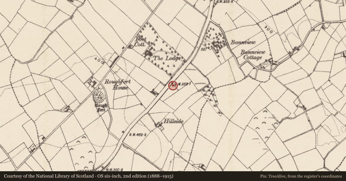 Ordnance Survey six-inch map, 2nd edition (1888–1915) covering the location of Seat, Armagh City, Banbridge and Craigavon, with a pin at the register's coordinates