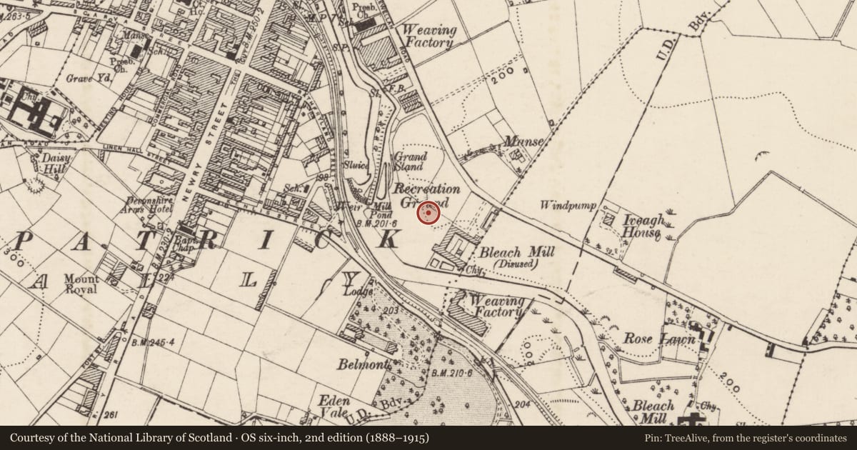 Ordnance Survey six-inch map, 2nd edition (1888–1915) covering the location of Old Brewery, Armagh City, Banbridge and Craigavon, with a pin at the register's coordinates