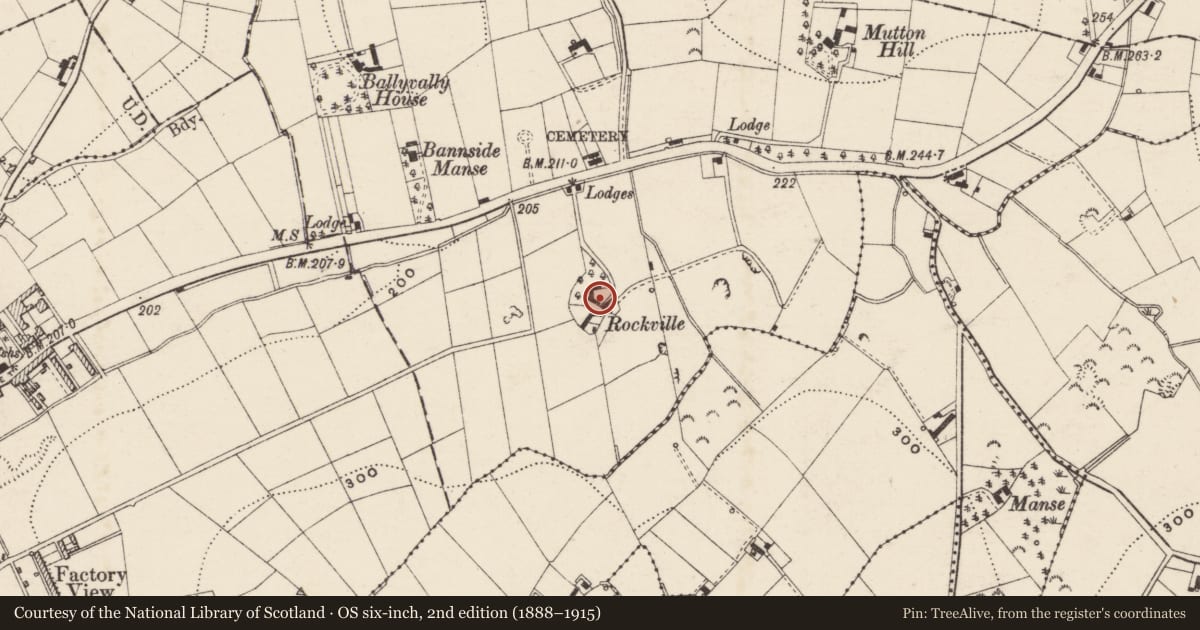 Ordnance Survey six-inch map, 2nd edition (1888–1915) covering the location of 52 Dromore Road, Armagh City, Banbridge and Craigavon, with a pin at the register's coordinates