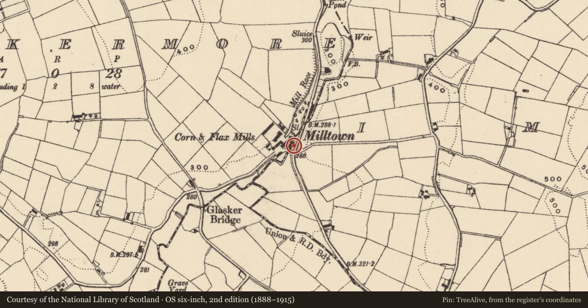 Ordnance Survey six-inch map, 2nd edition (1888–1915) covering the location of Boiler house, Glaskermore, Armagh City, Banbridge and Craigavon, with a pin at the register's coordinates