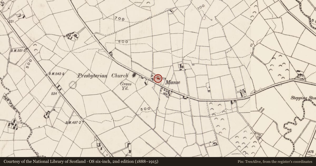 Ordnance Survey six-inch map, 2nd edition (1888–1915) covering the location of 27 Benraw Road, Newry, Mourne and Down, with a pin at the register's coordinates