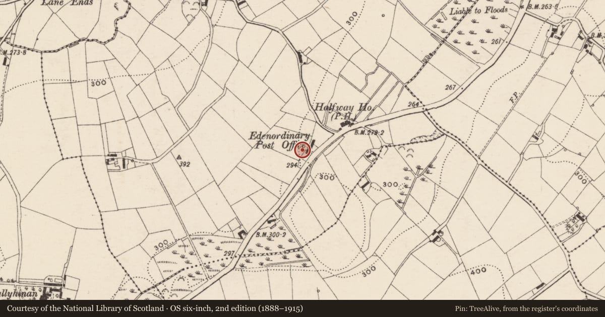 Ordnance Survey six-inch map, 2nd edition (1888–1915) covering the location of 64 Halfway Road, Armagh City, Banbridge and Craigavon, with a pin at the register's coordinates