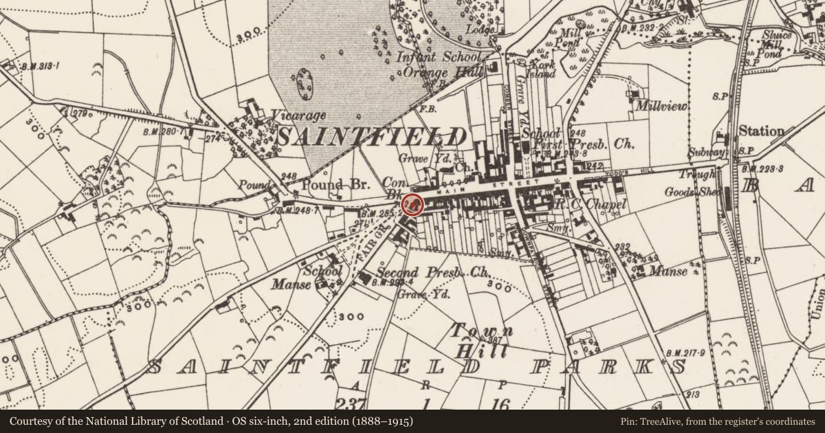 Ordnance Survey six-inch map, 2nd edition (1888–1915) covering the location of 2 FAIRVIEW, Newry, Mourne and Down, with a pin at the register's coordinates