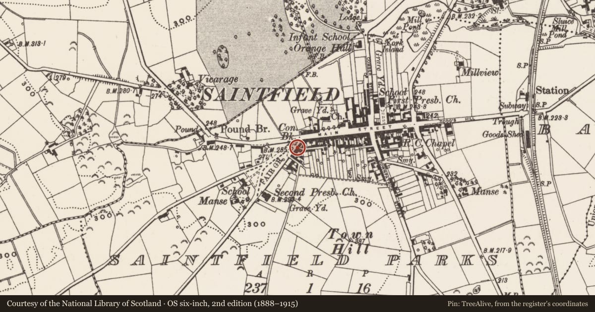 Ordnance Survey six-inch map, 2nd edition (1888–1915) covering the location of 5 FAIRVIEW, Newry, Mourne and Down, with a pin at the register's coordinates