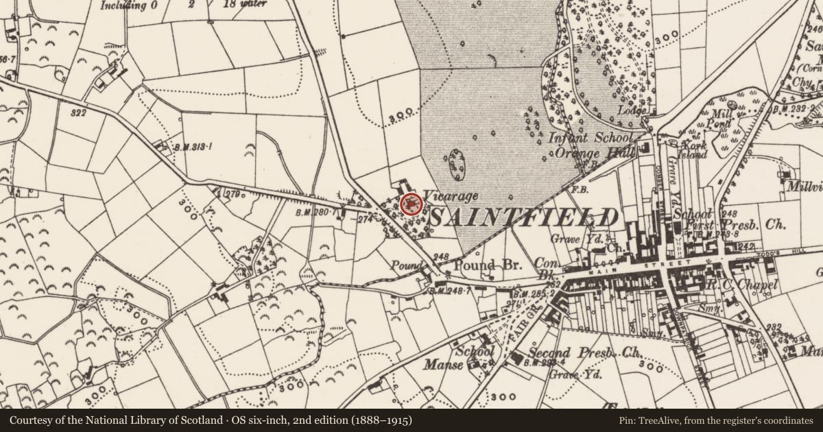 Ordnance Survey six-inch map, 2nd edition (1888–1915) covering the location of Lisdalgan House, Newry, Mourne and Down, with a pin at the register's coordinates