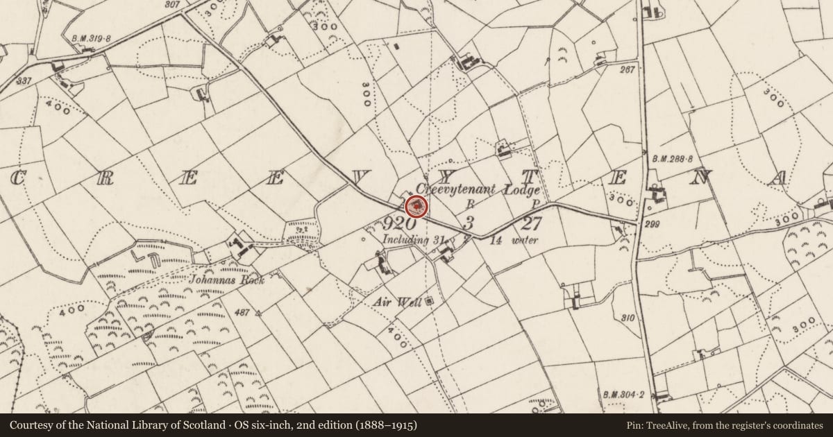 Ordnance Survey six-inch map, 2nd edition (1888–1915) covering the location of Well Attendant's House, Creevytenant, Newry, Mourne and Down, with a pin at the register's coordinates