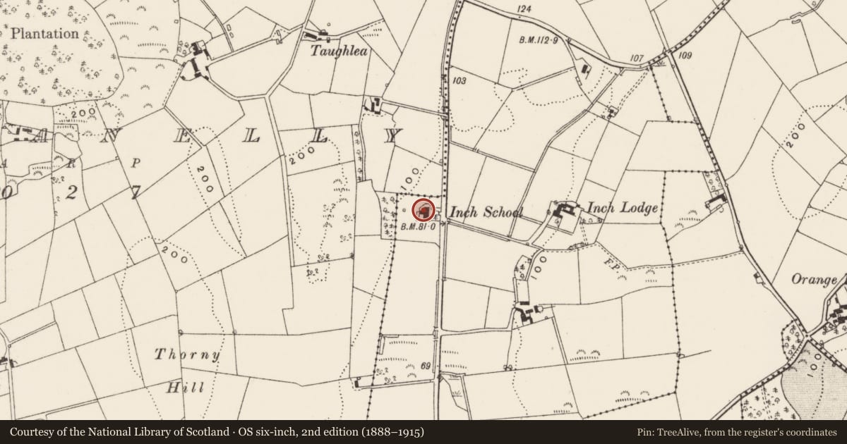 Ordnance Survey six-inch map, 2nd edition (1888–1915) covering the location of Former school, Magheracranmoney, Newry, Mourne and Down, with a pin at the register's coordinates