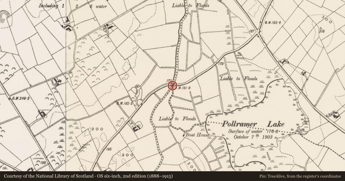 Ordnance Survey six-inch map, 2nd edition (1888–1915) covering the location of Bridge, Raleagh, Newry, Mourne and Down, with a pin at the register's coordinates