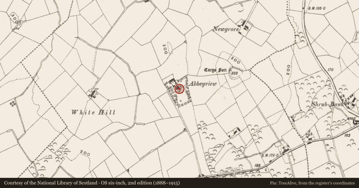 Ordnance Survey six-inch map, 2nd edition (1888–1915) covering the location of Clontagh House, Clontaghnaglar, Down, with a pin at the register's coordinates