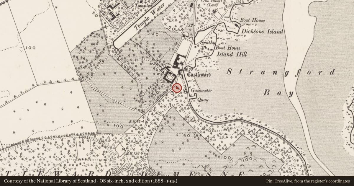 Ordnance Survey six-inch map, 2nd edition (1888–1915) covering the location of Old Potato House And Open Stair, Newry, Mourne and Down, with a pin at the register's coordinates