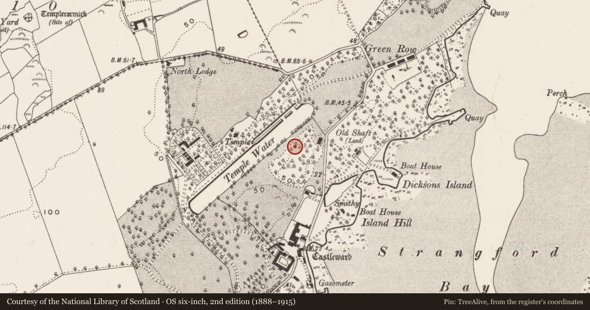 Ordnance Survey six-inch map, 2nd edition (1888–1915) covering the location of Ice House, Newry, Mourne and Down, with a pin at the register's coordinates