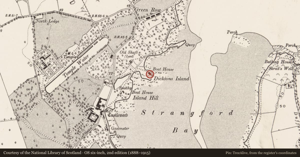 Ordnance Survey six-inch map, 2nd edition (1888–1915) covering the location of Boat House, Newry, Mourne and Down, with a pin at the register's coordinates