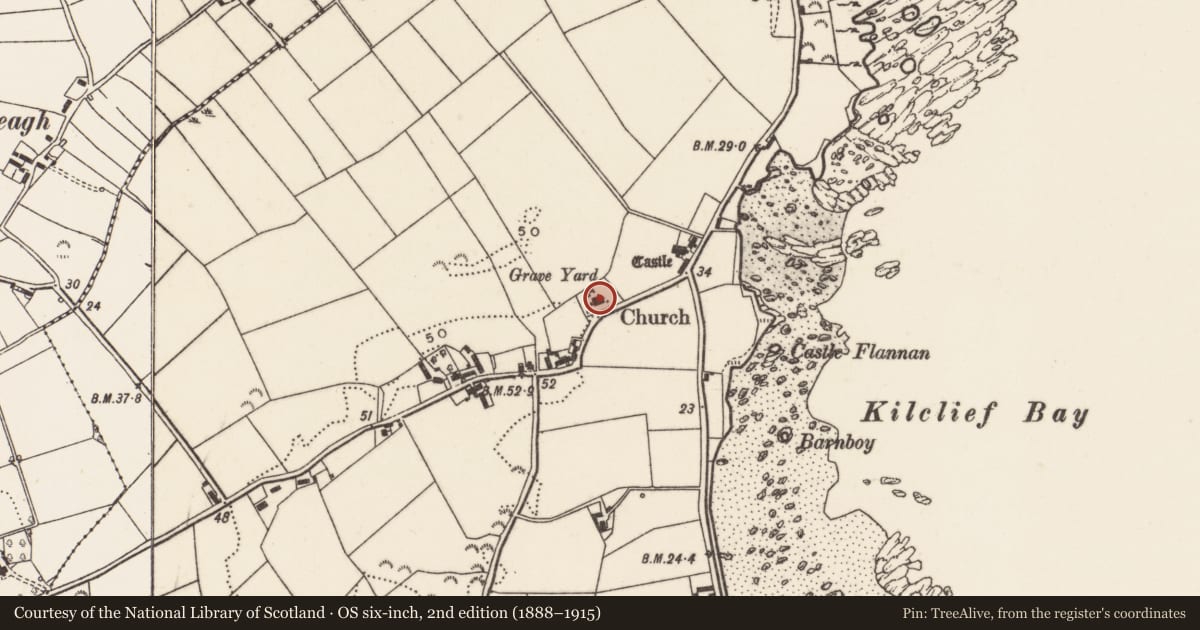 Ordnance Survey six-inch map, 2nd edition (1888–1915) covering the location of Parish Church, Newry, Mourne and Down, with a pin at the register's coordinates