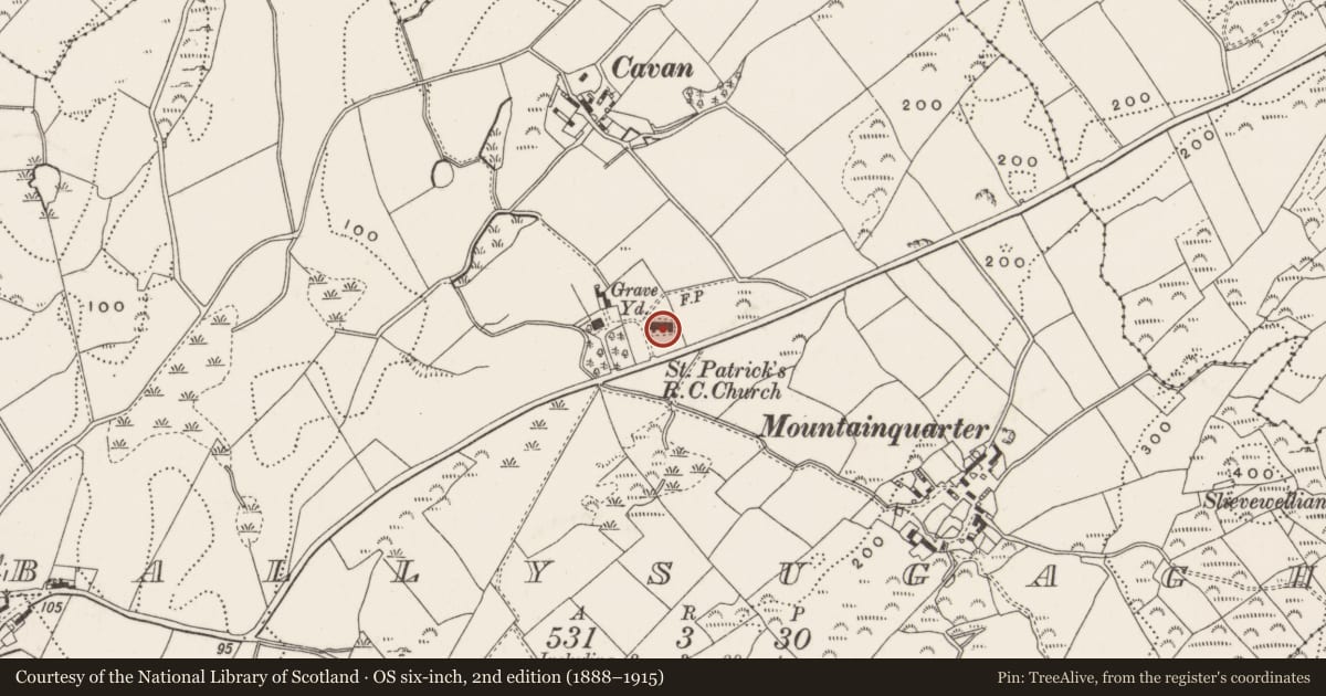 Ordnance Survey six-inch map, 2nd edition (1888–1915) covering the location of St. Patrick'S R C CHURCH, Newry, Mourne and Down, with a pin at the register's coordinates