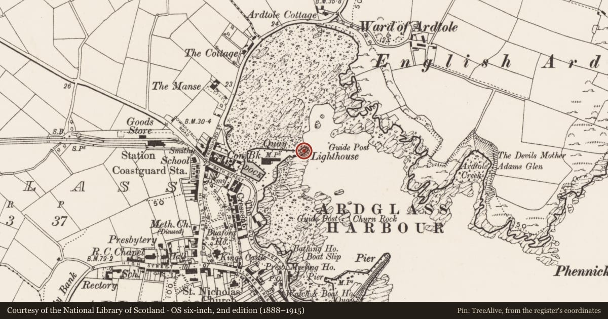 Ordnance Survey six-inch map, 2nd edition (1888–1915) covering the location of Light House, Newry, Mourne and Down, with a pin at the register's coordinates