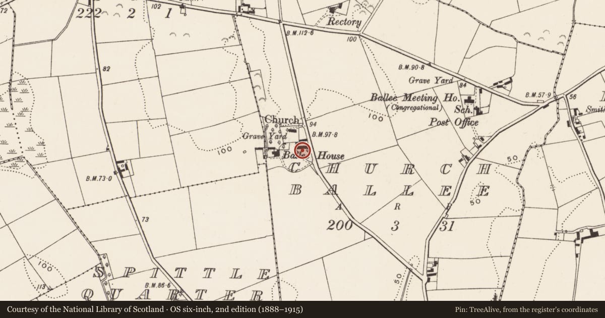 Ordnance Survey six-inch map, 2nd edition (1888–1915) covering the location of East Yard Stable Block, Newry, Mourne and Down, with a pin at the register's coordinates