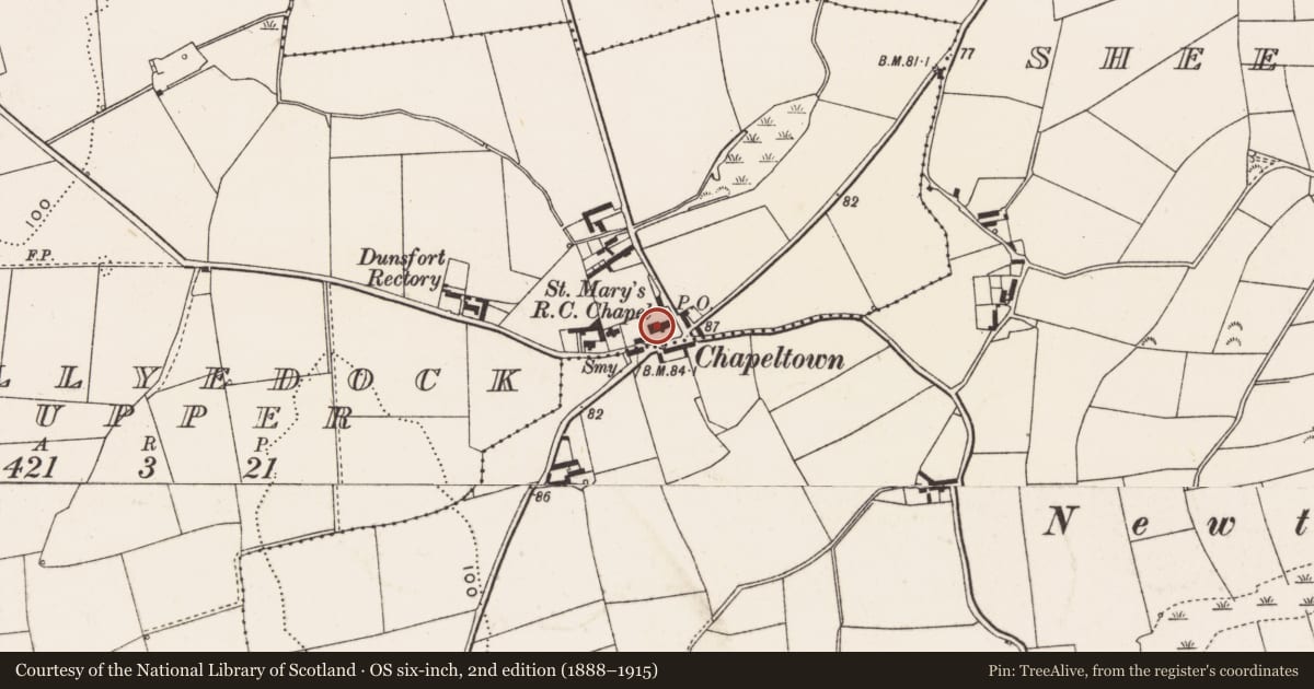 Ordnance Survey six-inch map, 2nd edition (1888–1915) covering the location of St. Mary'S R C CHURCH, Newry, Mourne and Down, with a pin at the register's coordinates