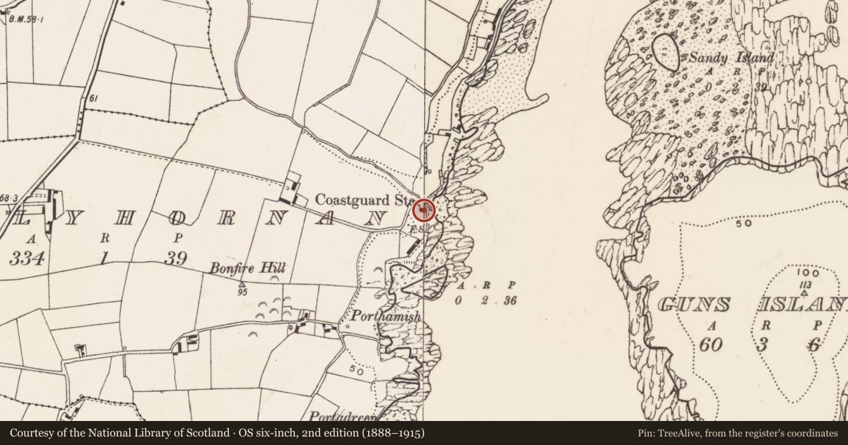 Ordnance Survey six-inch map, 2nd edition (1888–1915) covering the location of Watch House, Newry, Mourne and Down, with a pin at the register's coordinates