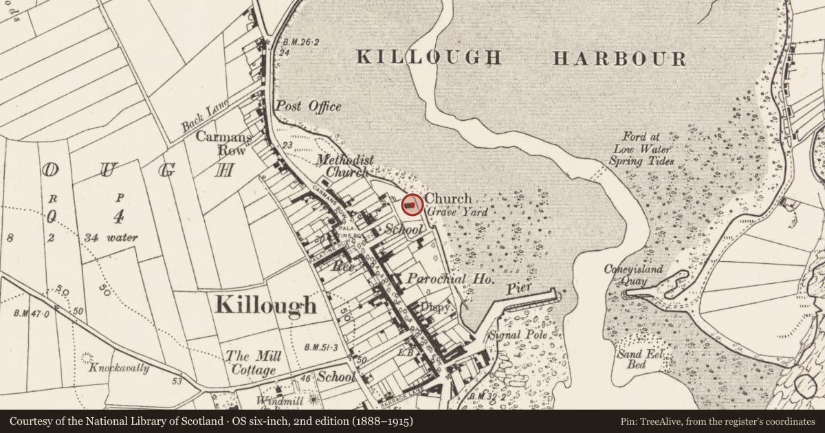 Ordnance Survey six-inch map, 2nd edition (1888–1915) covering the location of St. Anne'S Parish Church, Newry, Mourne and Down, with a pin at the register's coordinates