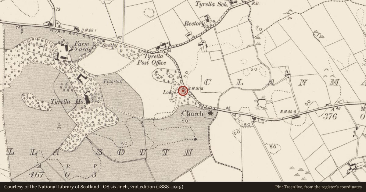 Ordnance Survey six-inch map, 2nd edition (1888–1915) covering the location of Entrance Gates, Newry, Mourne and Down, with a pin at the register's coordinates