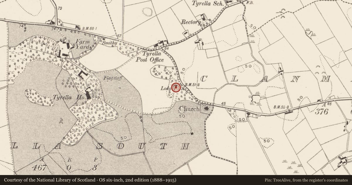 Ordnance Survey six-inch map, 2nd edition (1888–1915) covering the location of Gate Lodge, Newry, Mourne and Down, with a pin at the register's coordinates