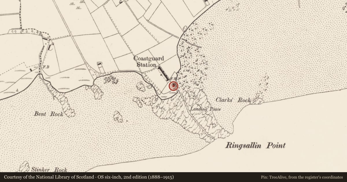 Ordnance Survey six-inch map, 2nd edition (1888–1915) covering the location of 86 Clanmaghery Road, Newry, Mourne and Down, with a pin at the register's coordinates