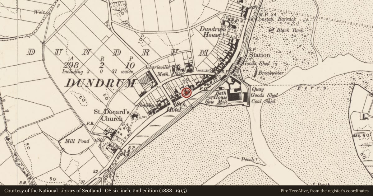 Ordnance Survey six-inch map, 2nd edition (1888–1915) covering the location of 137 Main St., Newry, Mourne and Down, with a pin at the register's coordinates