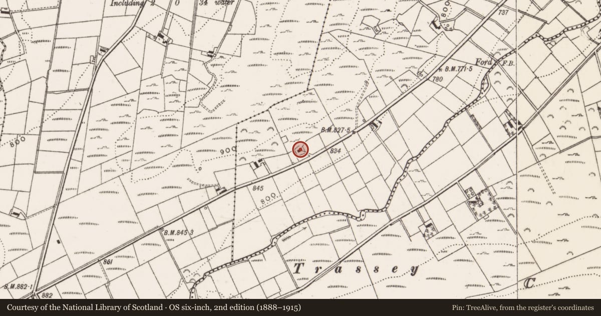 Ordnance Survey six-inch map, 2nd edition (1888–1915) covering the location of 41 Slievenaman Road, Cross, Newry, Mourne and Down, with a pin at the register's coordinates