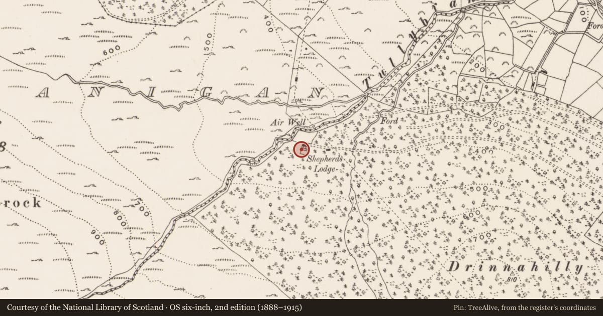 Ordnance Survey six-inch map, 2nd edition (1888–1915) covering the location of 'Shepherd's cottage', Ballaghbeg, Newry, Mourne and Down, with a pin at the register's coordinates