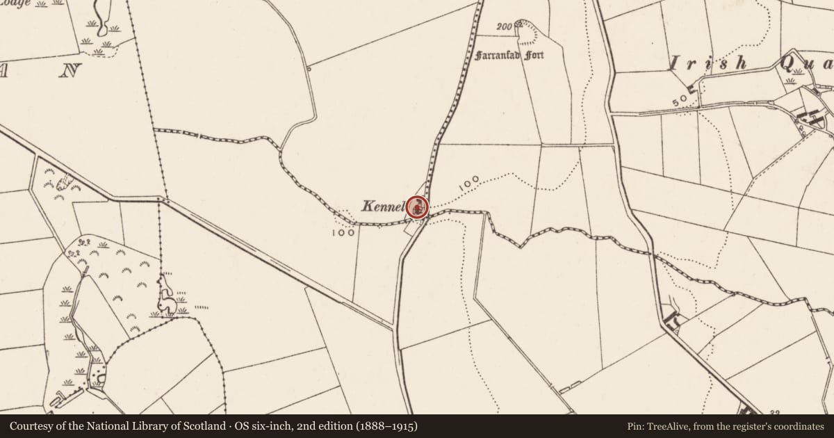 Ordnance Survey six-inch map, 2nd edition (1888–1915) covering the location of The Kennels, Seaforde Demesne, Newry, Mourne and Down, with a pin at the register's coordinates