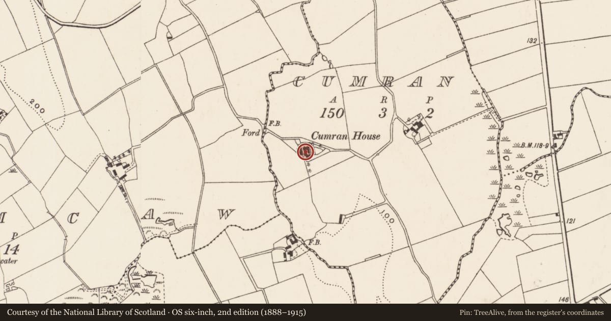 Ordnance Survey six-inch map, 2nd edition (1888–1915) covering the location of Cumran House, Newry, Mourne and Down, with a pin at the register's coordinates