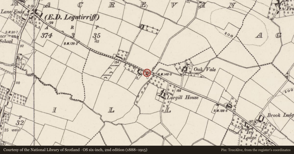 Ordnance Survey six-inch map, 2nd edition (1888–1915) covering the location of 27 Lough Road, Lisburn and Castlereagh, with a pin at the register's coordinates