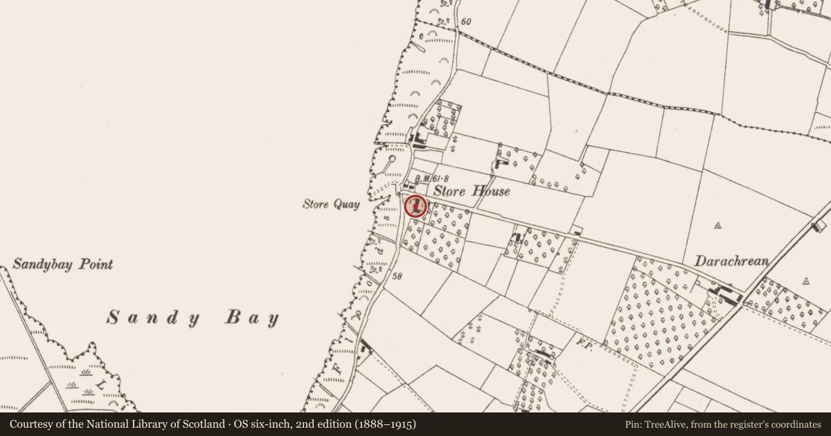 Ordnance Survey six-inch map, 2nd edition (1888–1915) covering the location of Store House, Ballyvanen, Lisburn and Castlereagh, with a pin at the register's coordinates