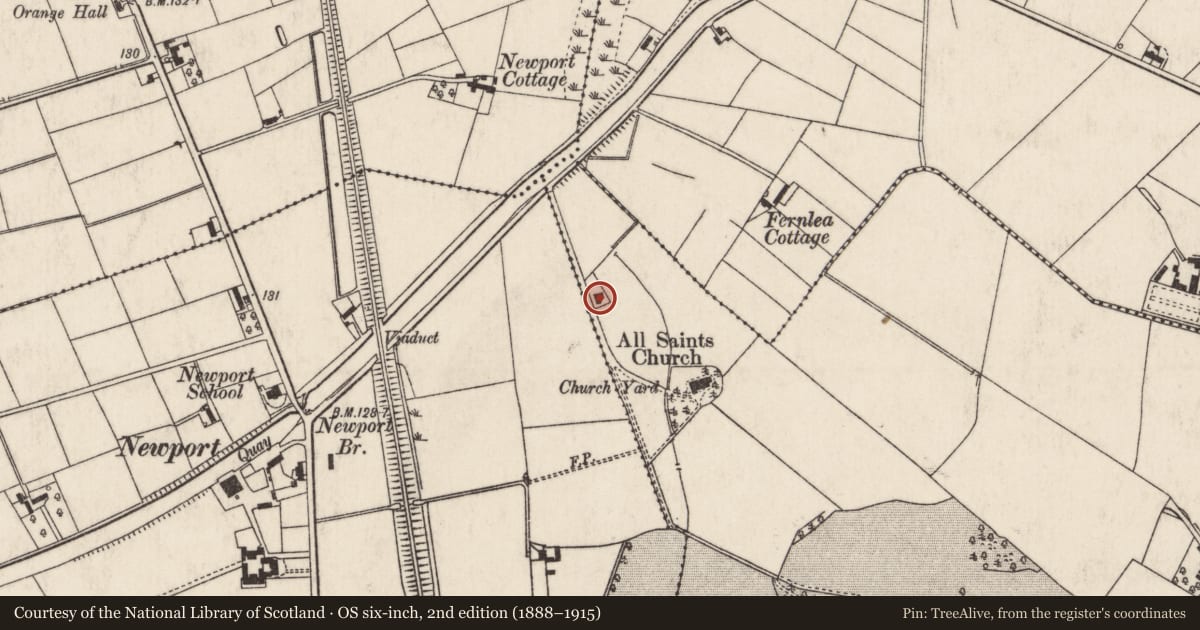 Ordnance Survey six-inch map, 2nd edition (1888–1915) covering the location of Sexton’s House, Lisburn and Castlereagh, with a pin at the register's coordinates