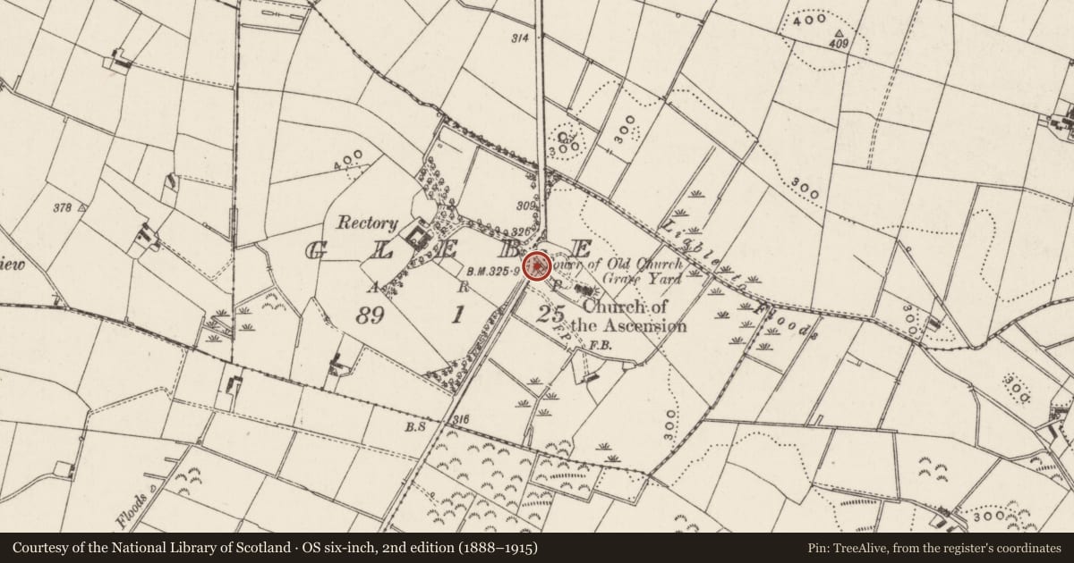 Ordnance Survey six-inch map, 2nd edition (1888–1915) covering the location of Church of the Ascension, Glebe, Lisburn and Castlereagh, with a pin at the register's coordinates