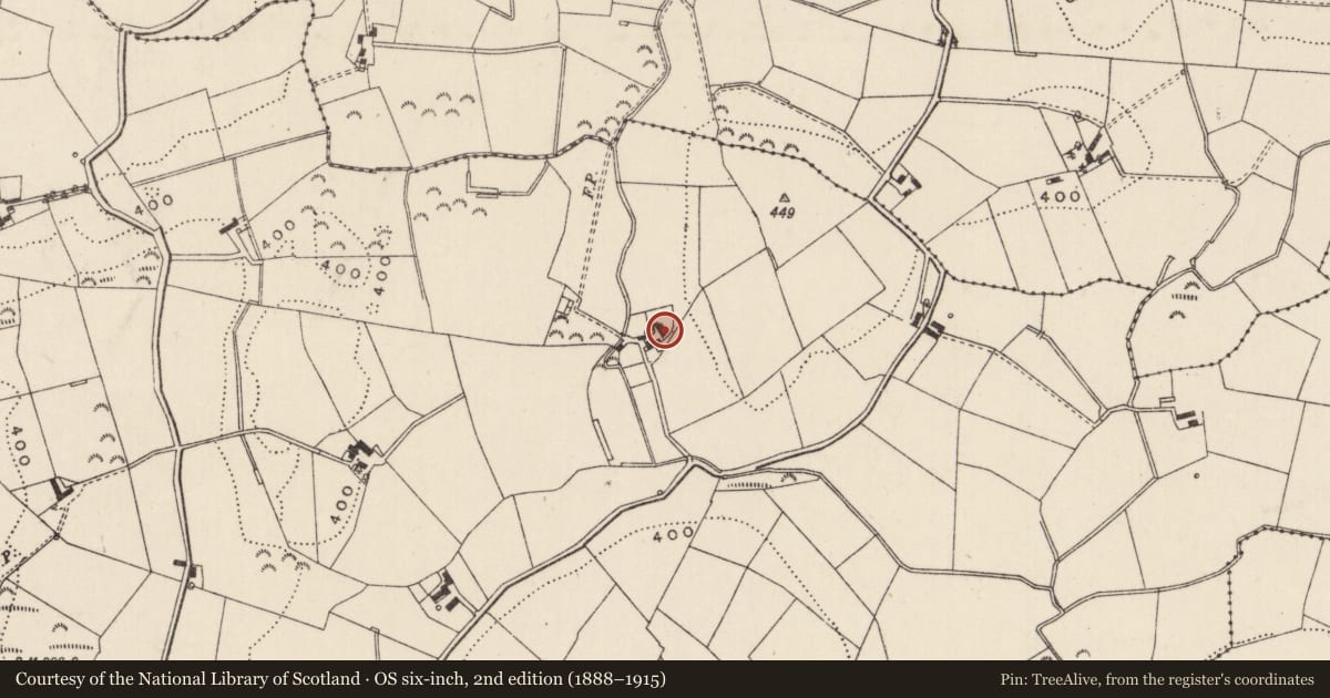 Ordnance Survey six-inch map, 2nd edition (1888–1915) covering the location of 23 Knockany Road, Ballycarngannon, Lisburn and Castlereagh, with a pin at the register's coordinates
