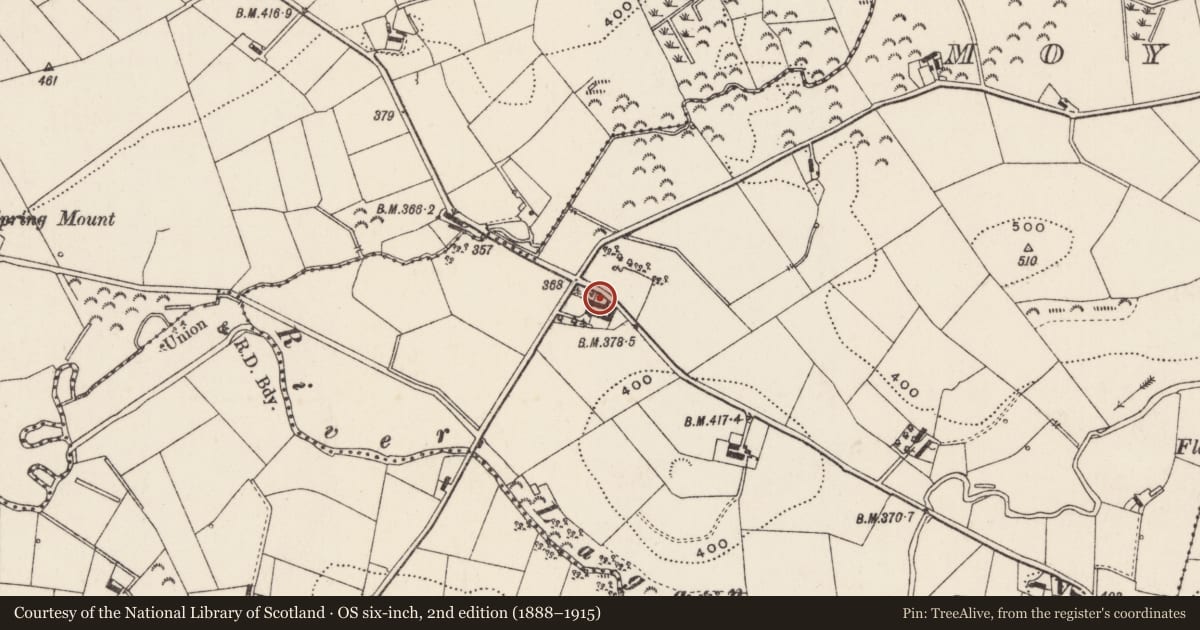 Ordnance Survey six-inch map, 2nd edition (1888–1915) covering the location of Oak Dene, Lisburn and Castlereagh, with a pin at the register's coordinates