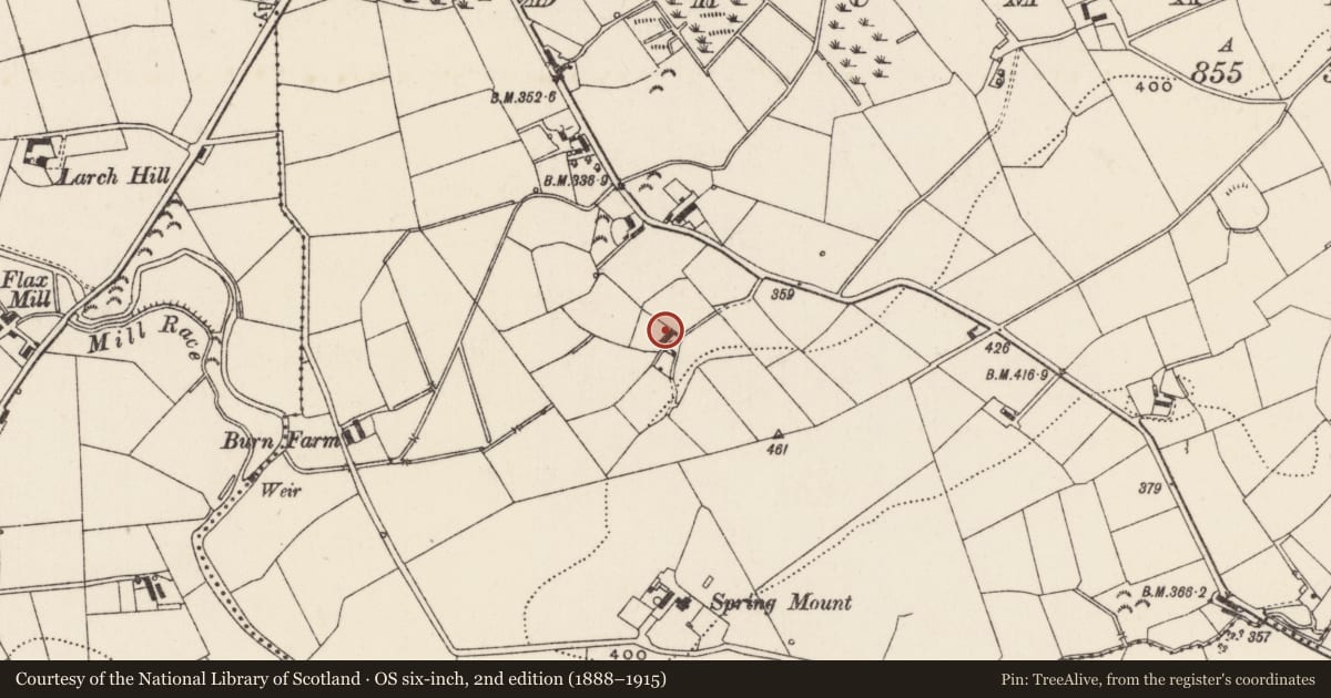 Ordnance Survey six-inch map, 2nd edition (1888–1915) covering the location of 74 Dromore Road, Drumadoney, Lisburn and Castlereagh, with a pin at the register's coordinates