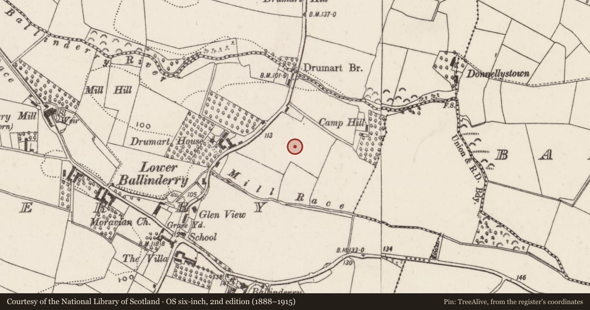 Ordnance Survey six-inch map, 2nd edition (1888–1915) covering the location of Former Shop, Lisburn and Castlereagh, with a pin at the register's coordinates