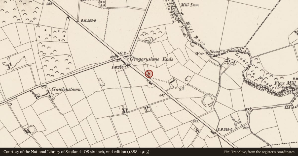 Ordnance Survey six-inch map, 2nd edition (1888–1915) covering the location of House at Ballyrobin, Antrim and Newtownabbey, with a pin at the register's coordinates