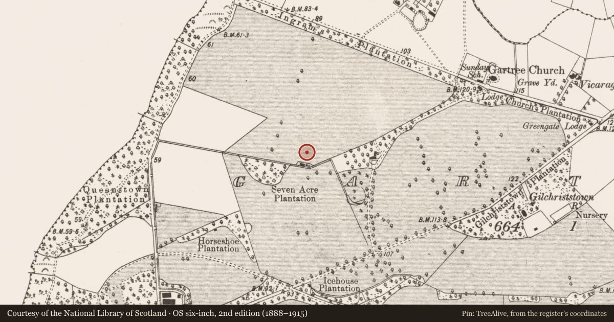 Ordnance Survey six-inch map, 2nd edition (1888–1915) covering the location of Former Control Tower, Gartree, Antrim and Newtownabbey, with a pin at the register's coordinates