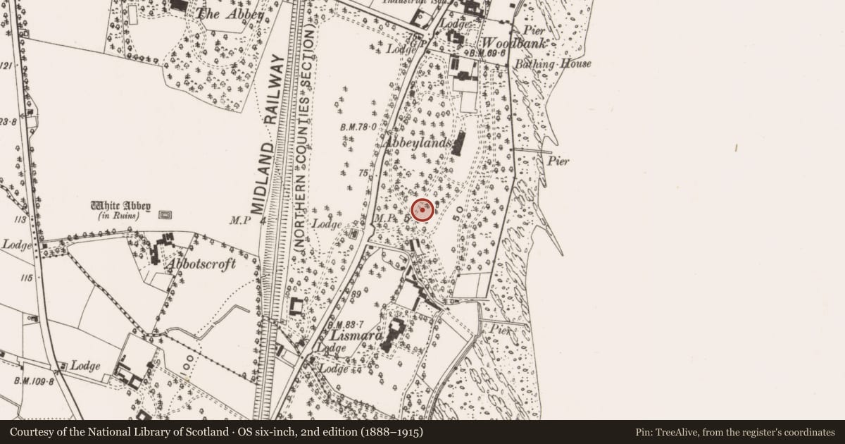 Ordnance Survey six-inch map, 2nd edition (1888–1915) covering the location of 662 Shore Road, Antrim and Newtownabbey, with a pin at the register's coordinates
