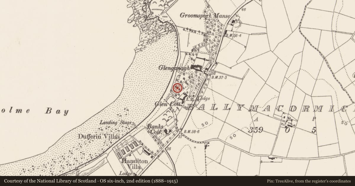 Ordnance Survey six-inch map, 2nd edition (1888–1915) covering the location of Garden Shelter, Ards and North Down, with a pin at the register's coordinates