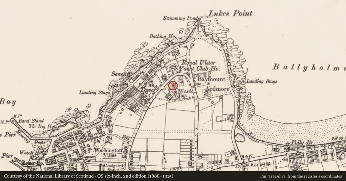 Ordnance Survey six-inch map, 2nd edition (1888–1915) covering the location of 68-70 Clifton Road, Ards and North Down, with a pin at the register's coordinates