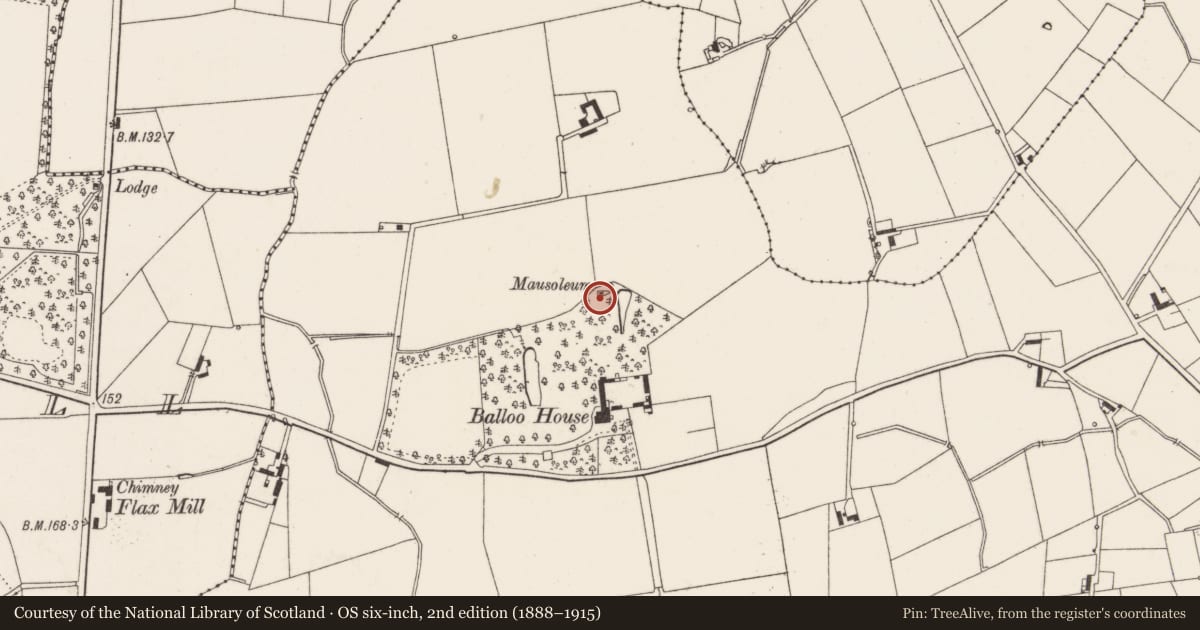 Ordnance Survey six-inch map, 2nd edition (1888–1915) covering the location of Mausoleum, Ards and North Down, with a pin at the register's coordinates