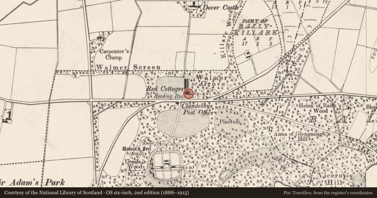 Ordnance Survey six-inch map, 2nd edition (1888–1915) covering the location of 1 Clandeboye Cottages, Ballyleidy, Ards and North Down, with a pin at the register's coordinates