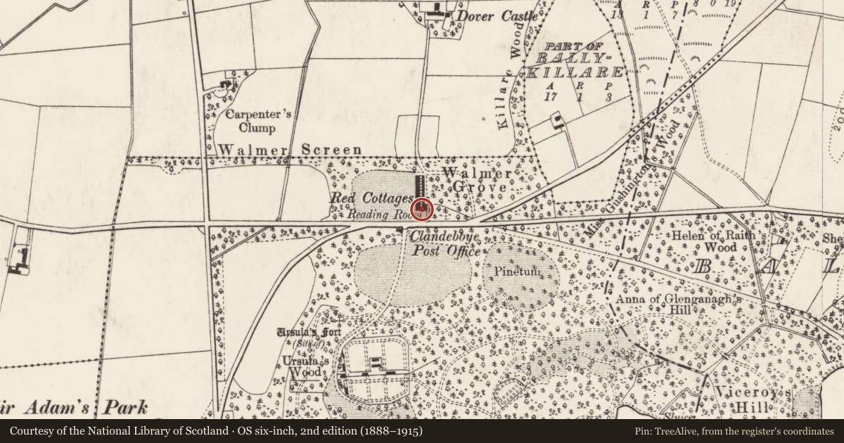 Ordnance Survey six-inch map, 2nd edition (1888–1915) covering the location of 2 Clandeboye Cottages, Ballyleidy, Ards and North Down, with a pin at the register's coordinates