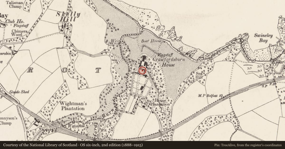 Ordnance Survey six-inch map, 2nd edition (1888–1915) covering the location of Former Stable Block, Ards and North Down, with a pin at the register's coordinates