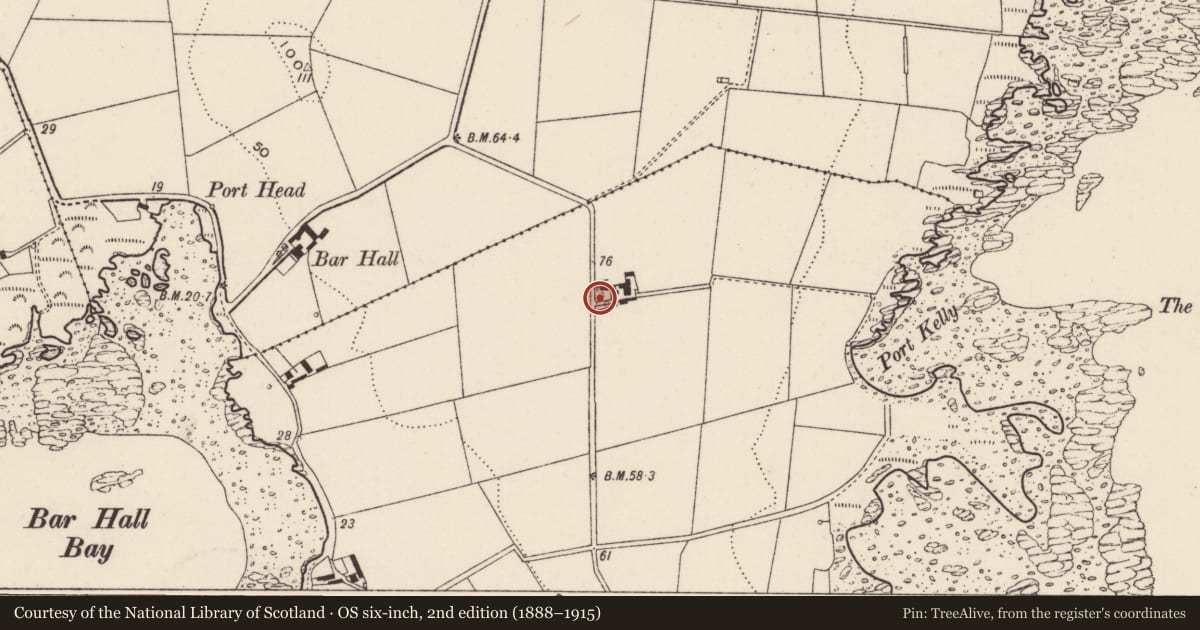 Ordnance Survey six-inch map, 2nd edition (1888–1915) covering the location of 6 Ballyquintin Road, Ards and North Down, with a pin at the register's coordinates