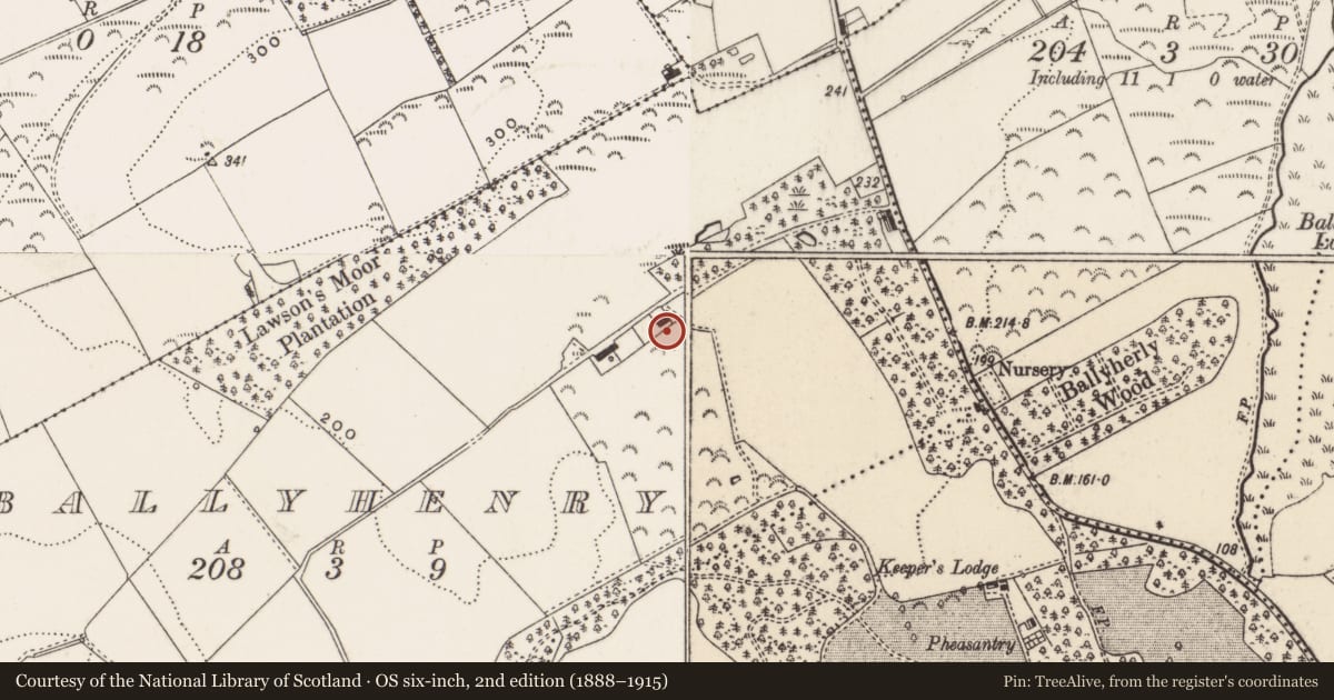 Ordnance Survey six-inch map, 2nd edition (1888–1915) covering the location of Cottage, Ballyhenry, Ards and North Down, with a pin at the register's coordinates
